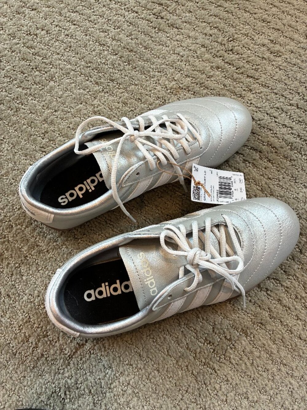 adidas Grand Court Lo Silver Metallic Gum Sneakers Women 7.5 JQ9682 NIB NWT